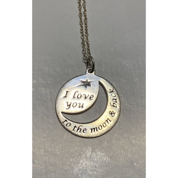 RJ Graziano I love you to the moon and back sterling silver pendant necklace 925 - Picture 2 of 5
